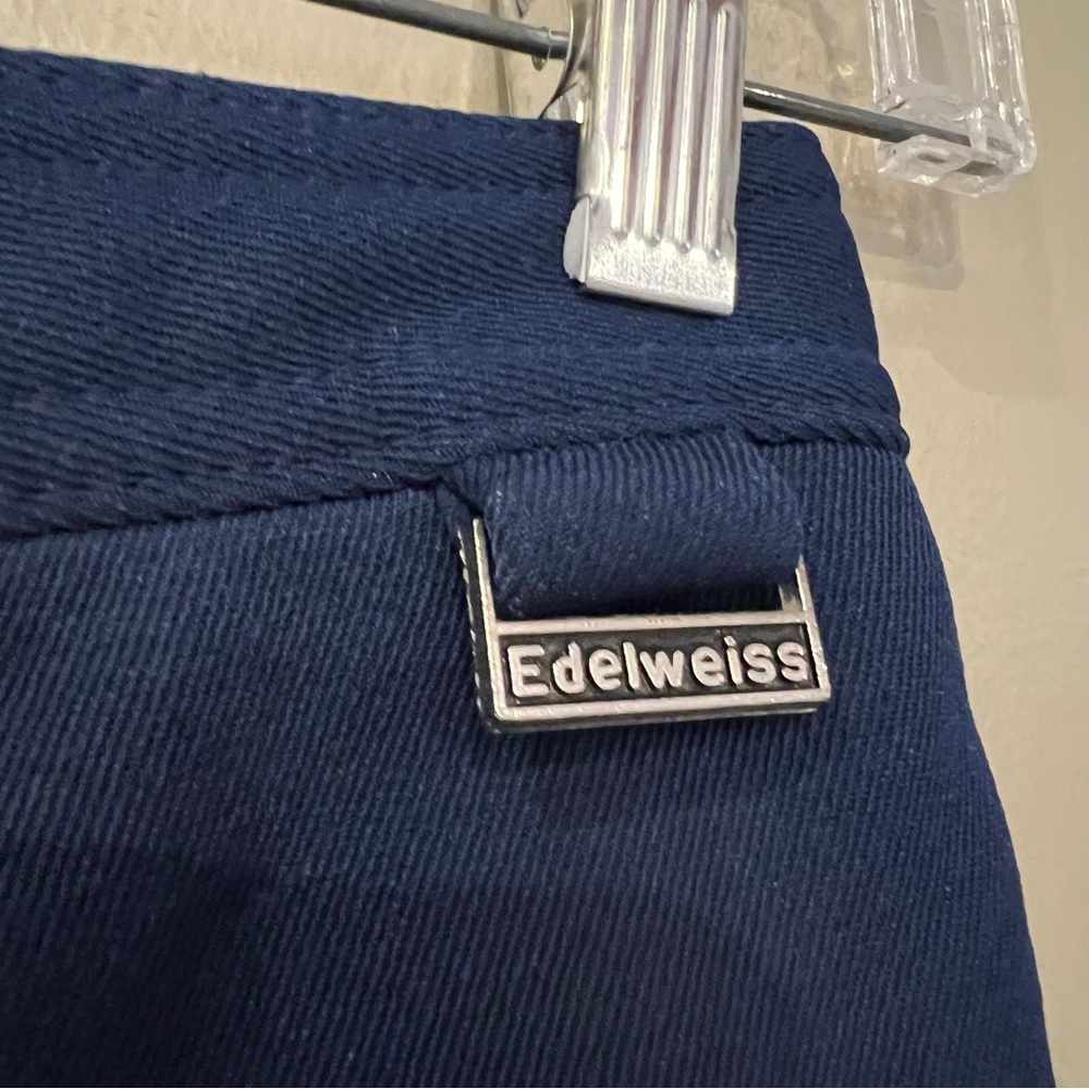 VTG Edelweiss Schoeller Switzerland Snow pants Stirrup 2 Navy Wool Blend Stretch - Picture 4 of 16